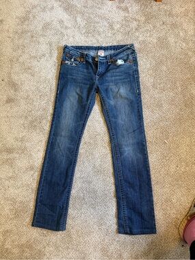 True Religion Women's Dark Blue Straight Leg Jeans